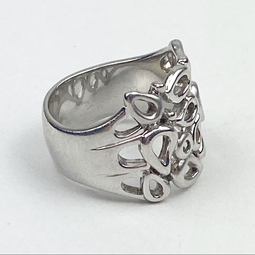 Sterling Silver 925 Vintage Teardrop and Scroll Design Statement Ring - Picture 9 of 11